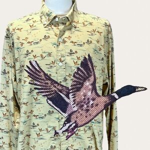 Mallard duck men’s button down shirt 100% cotton hunting wildlife bird sportsman